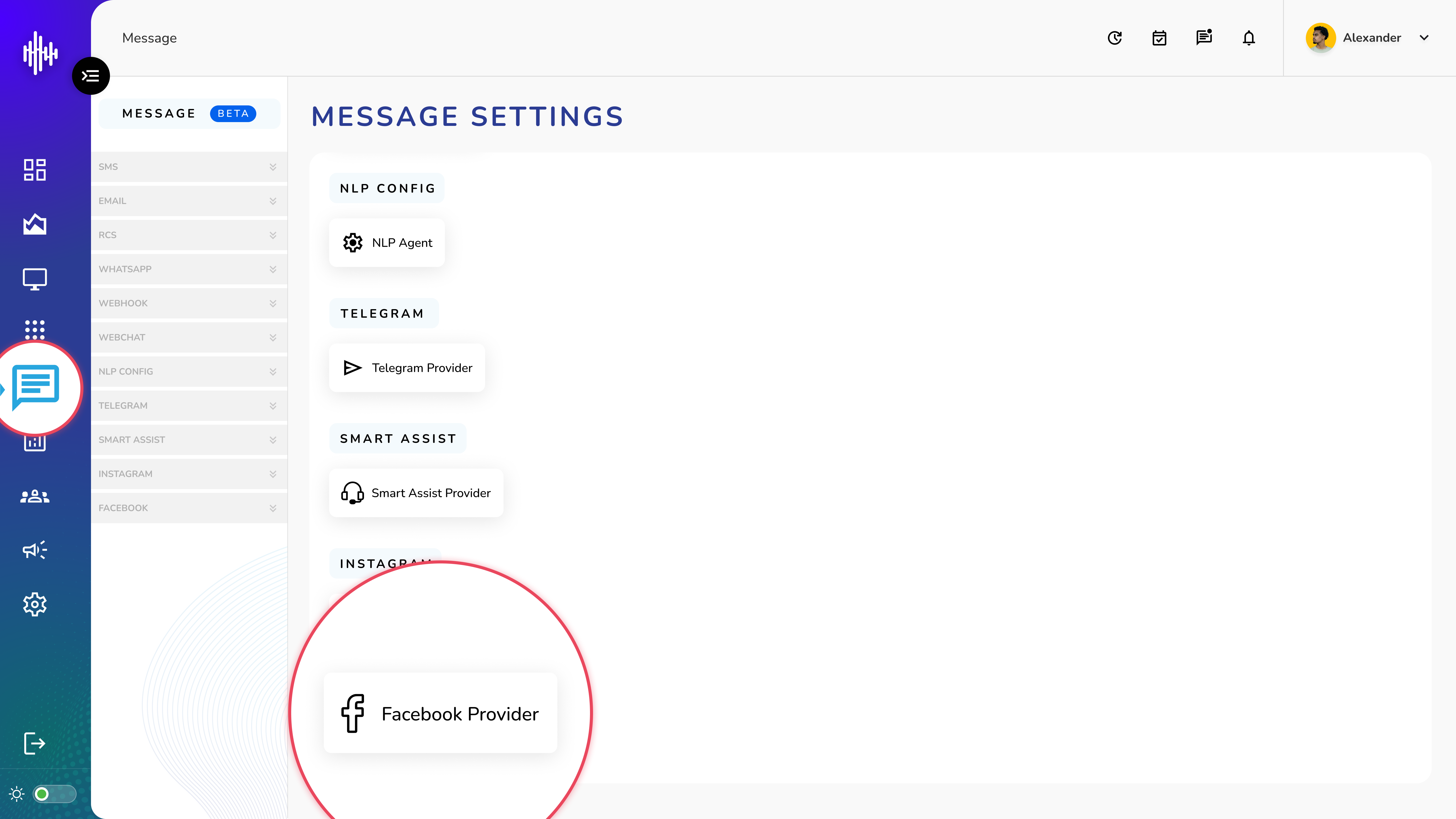 Message-Facebook Provider